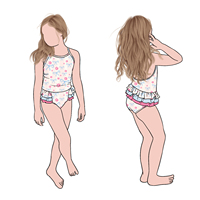 Little Glow Kid Vente en gros de maillots de bain une pièce pour filles, imprimés mignons, doux, respirants, pour tout-petits et enfants