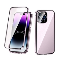 Étui en verre trempé magnétique double face pour iPhone 17 17Promax 17air 16 15 14 13 avec boucle de verrouillage, coque de téléphone en verre double face