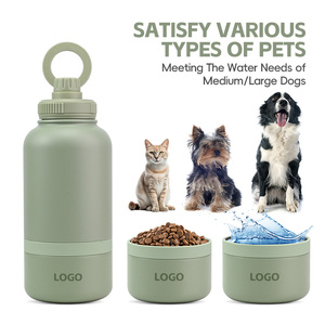 32oz 2 in 1 yalıtımlı paslanmaz çelik yem kasesi manyetik kapak taşınabilir köpek su şişesi - Product Image 6