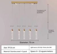 Luxe Led Table À Manger Cristal Villa Avancée Banquet Lustre Lumière Longue Barre pour Salon Hôtel Suspension Lampe