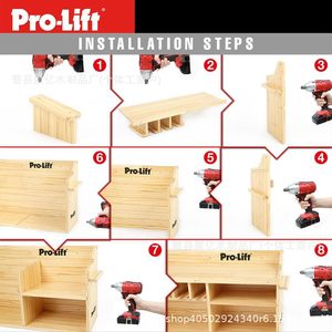 Organizador de Herramientas de Madera Pro-Lift de 2 Niveles, Montado en la Pared, Instalación sin Perforaciones - Product Image 1