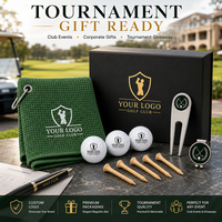 Coffret Cadeau de Golf Personnalisé avec Logo pour Tournoi d'Entreprise : Balles de Golf, Tees en Bois, Serviette, Marqueur de Balle, Outil à Divots et Boîte Magnétique