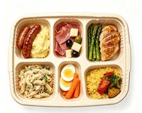 Boîtes à emporter biodégradables en pulpe de bambou à 5 compartiments, contenants alimentaires jetables compostables à 5 compartiments