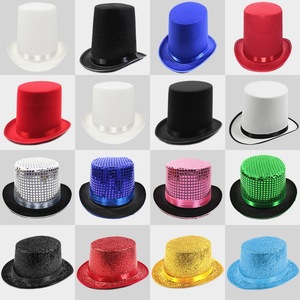 Paillettes Chapeau Haut Rétro Britannique Gentleman Jazz Chapeau Performance Magicien Chapeaux <span class=keywords><strong>Cabaret</strong></span> Cirque Ringmaster Déguisement Topper Accessoire - Product Image 1