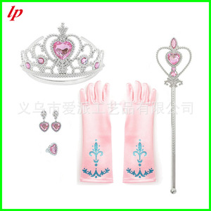 Children's Princess Crown Wand <b>Gloves</b> Ring Earrings Set Blue Girls Costume Accessory Play Props - Product Image 4