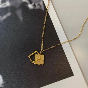 Zhou Family Letter Tarot Square Necklace Gold Plated Brass Clavicle Chain For Women Gift Jewelry Pendant - Product Image 3