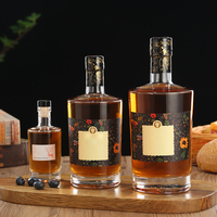 Bouteille en Verre Personnalisée de Forme Ovale 750 ml, Flasque pour Spiritueux, Cognac, Whisky, Gin, Tequila, Prix Usine