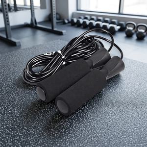 Corde à sauter bleue avec poignées en mousse noire 2,5 m – Durable, unisexe, pour exercices de gym, réglable, emballage portable, matériau personnalisable - Product Image 6
