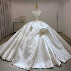 Lsjj159 Strapless Crystal Beaded Satin Ball Gown <b>Wedding</b> Dress Sparkling Luxurious Bridal Gown In Stock Jancember - Product Image 1