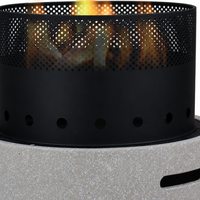 Brasero cylindrique MGO en pierre terrazzo, mobilier d'extérieur moderne, cheminée avec bûches pour jardin, terrasse, patio