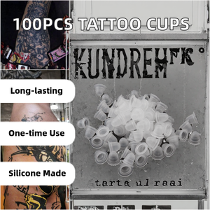100 pièces de coupelles en silicone souples jetables en forme de U pour encre de tatouage, coupelles de pigment pour microblading, accessoires PMU - Product Image 2