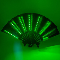 Kipas Tangan Bambu Besar Bergaya Musik dengan Tulang Bambu, Dilengkapi Lampu LED Ramah Lingkungan 33cm, untuk Pesta