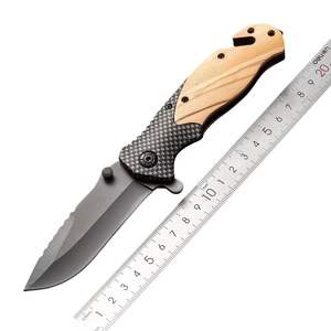 سكين جيب قابل للطي X50 عالي الصلابة بسعر الجملة الرخيص، مقبض من الألومنيوم والخشب، سكين للتخييم والبقاء على قيد الحياة في الهواء الطلق - Product Image 5