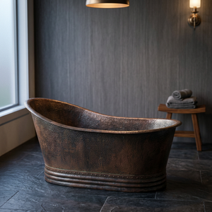 Baignoire ovale autoportante en cuivre martelé de luxe, fabriquée à la main, en métal, classique, pour bain à l'ancienne, pour la maison, l'hôtel, la salle de bain - Product Image 1
