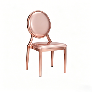 Silla de Banquete Redonda de Metal Color Oro Rosa Personalizada con Cojín de Color Personalizado Directo de Fábrica para Uso <span class=keywords><strong>en</strong></span> Comedores, Hoteles y Salas de Estar - Product Image 1