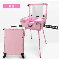 Trousse de Maquillage Pliable et Pratique de 24 Pouces avec Grande Capacité de Rangement et Lumière LED Intégrée pour les Produits de Beauté