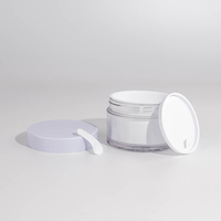 Usine directe 20g-200g clair épais PET double paroi bocaux en plastique avec bouchon à vis blanc pour emballage de crème cosmétique