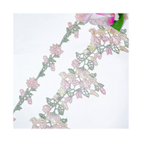 Dentelle florale soluble dans l'eau LEIXUSI 9 cm rose, broderie victorienne pour pyjamas, robes et décoration textile de maison