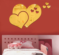 Autocollant Mural Miroir Cœur, Autocollant Mural Fleur, Décoration Murale DIY Mignonne pour Chambre