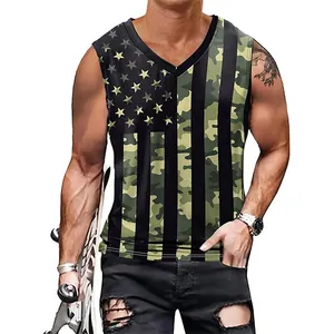 Personalizar American USA Flag Tank Top para hombres Patriótico 4 de Julio Camisa sin mangas de verano