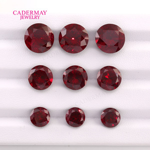 Cadermay Jewelry Cultured Ruby Round Loose Stone Dark Red Synthetic Gemstone For Jewelry Making - Product Image 2