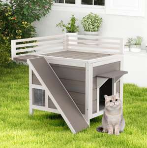 WoodVille su geçirmez kedi barınak ile kaçış kapı yağmur geçirmez dışında kedi evi - Product Image 5