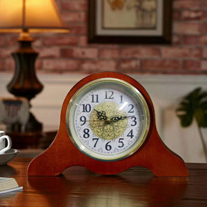 Solid Wood <b>Table</b> <b>Clock</b> Circular Quartz Movement Desktop <b>Clock</b> Furniture Colored Face - Product Image 2