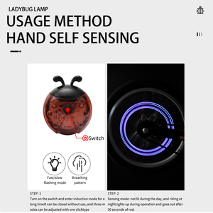 Lumière décorative pour roue de <span class=keywords><strong>vélo</strong></span> en forme de coccinelle, rechargeable par USB - Product Image 5