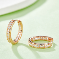 Boucles d'oreilles créoles en argent sterling 925 avec moissanite taille ronde pour femme, style Huggie éternité, couleur D, moissanite VVS1, boucles d'oreilles diamant