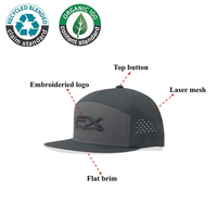 Casquette de baseball personnalisée à 7 panneaux découpés au laser avec logo brodé et fermeture snapback pour le sport