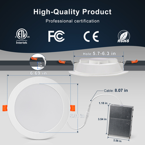 Ultra Slim LED Đèn trần 5 và 6 inch 6 Wát 600LM hồng ngoại điều khiển từ xa RGB nhiều màu thay đổi độ sáng thông minh Đèn Downlight - Product Image 3