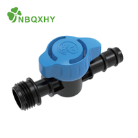 Vanne de goutte-à-goutte en ligne en plastique de haute qualité, bleue, à commande rotative, connecteur à filetage cannelé, pour contrôle de l'eau et irrigation, pression 1-3 bars