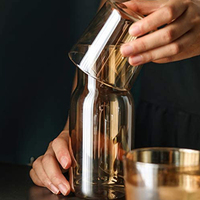 Ensemble de verres à vin, de tasses à thé, de bouilloire, de bouteille à boire, de carafe, de pichet en verre borosilicate avec couvercle, de tasses, couleur ambre chaud