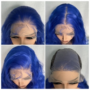 X-TRESS <span class=keywords><strong>blu</strong></span> 34 pollici lunghi senza capelli sintetici parte trasparente in pizzo svizzero davanti parrucche ondulate 13x4 parrucche frontali con onde d'acqua - Product Image 6