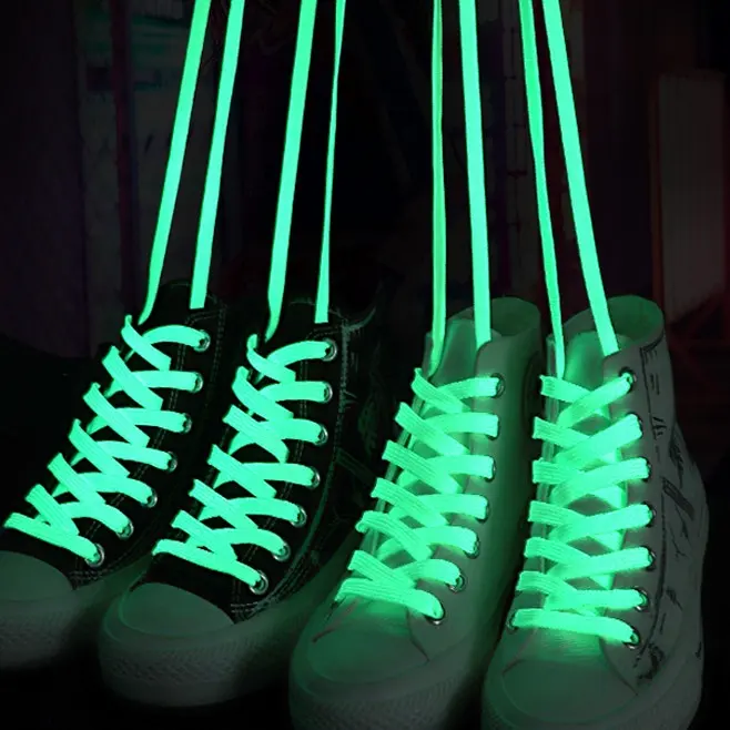 Wholesale Promotional And Fashion In Stock Glow in the dark shoelaces luminous Fluorescent Shoelaces