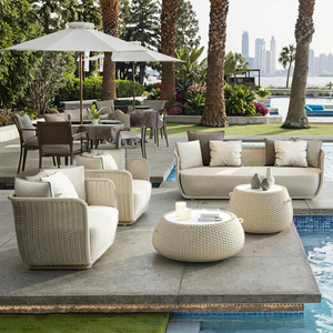 Canapé <span class=keywords><strong>de</strong></span> <span class=keywords><strong>jardin</strong></span> en rotin PE personnalisé <span class=keywords><strong>de</strong></span> style nordique, cadre en aluminium, villa, hôtel, canapé en corde pour patio, meubles <span class=keywords><strong>de</strong></span> loisirs imperméables et durables pour l'extérieur - Product Image 5