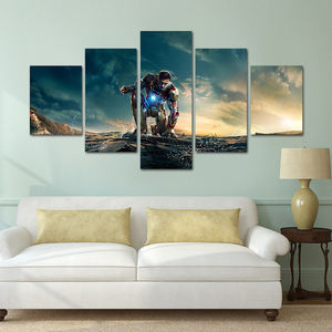Le plus récent Iron Man Tony Stark <span class=keywords><strong>peinture</strong></span> <span class=keywords><strong>moderne</strong></span> sur toile Art mural 5 panneaux <span class=keywords><strong>peinture</strong></span> imprimée décorations pour la maison personnage de Film - Product Image 5
