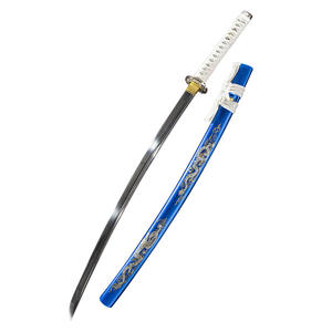เหล็กกล้าคาร์บอนสูง ผลิตโดยหลงเฉวียน ตีขึ้นรูปด้วยมือ ทาสีน้ำเงิน ลายมังกร ดาบยาว 103 ซม. ของตกแต่งบ้าน ของสะสม ของขวัญ - Product Image 2