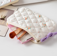 Tas Kosmetik Portabel Bermotif Bunga Baru, Tas Penyimpanan Lipstik Kotak Kecil, Dompet Kabel Data Headset, Kantong Hadiah Mini Ber-resleting