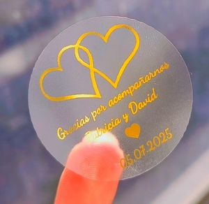 Autocollants en feuille d'or ronds transparents en PVC Waterproodf personnalisés - Product Image 1