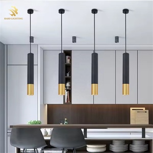 Lustre moderne nordique en tube d'aluminium noir et or pour restaurant, bar et cuisine - Product Image 2
