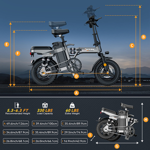 Prix d'usine <span class=keywords><strong>A12</strong></span> Entrepôt US Vélo électrique pliable 15AH 48V 1000W de puissance maximale Pneu large 14 pouces Batterie au lithium Acier au carbone - Product Image 6