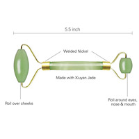 Rouleau de jade vert naturel et ensemble Gua Sha, masseur facial, rouleau pour le visage avec fonction blanchissante pour les soins de la peau, usage domestique et commercial