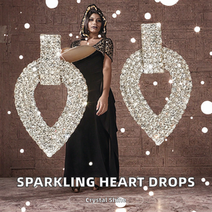 1 Pair Luxury Sparkling Geometric Crystal Rhinestone <b>Studded</b> <b>Silver</b> Plated Women's Drop Earrings Party New Fashionable - Product Image 2