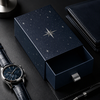 Boîte cadeau de luxe personnalisée avec logo, style tiroir, en carton écologique de qualité supérieure, coins arrondis, finition vernie, durable et portable