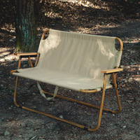 Chaise de camping double pliable robuste en acier haute teneur en carbone, portable, pour extérieur, plage, canapé deux places, logo personnalisé, pique-nique, voyage