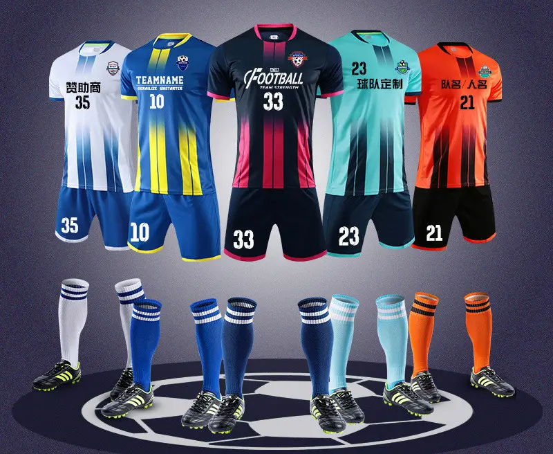 Custom Logo Football Jersey Soccer Wear Men'S Sport Soccer Training Jersey Full Set Team Kits Shirt Football Tracksuit Uniform