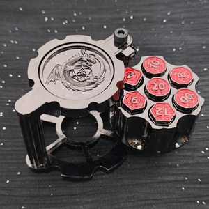 Cyberpunk Style Customised Metal Polyhedral <strong>Bullet</strong> Dice Set Of 7 Rotating Revolver Cylinder Container - Product Image 5