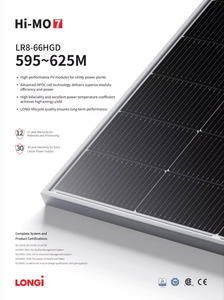 สำหรับแผงโซลาร์เซลล์ Longi Hi-Mo7 LR8-66HGD-615M 615W ชนิด N-Type สำหรับ Topcon Solar Photovoltaic ประสิทธิภาพสูงแบบ Half PV สำหรับหลังคาโซลาร์ LR8-66 - Product Image 4
