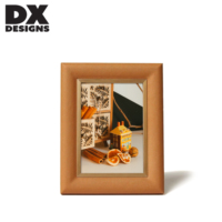Bingkai Foto Kayu Solid Berlapis Kulit Coklat DX Designs Ukuran 4x6 5x7 8x10 Inci, Bingkai Gambar Kayu untuk Dekorasi Rumah, Dapat Diletakkan di Meja & Dipasang di Dinding